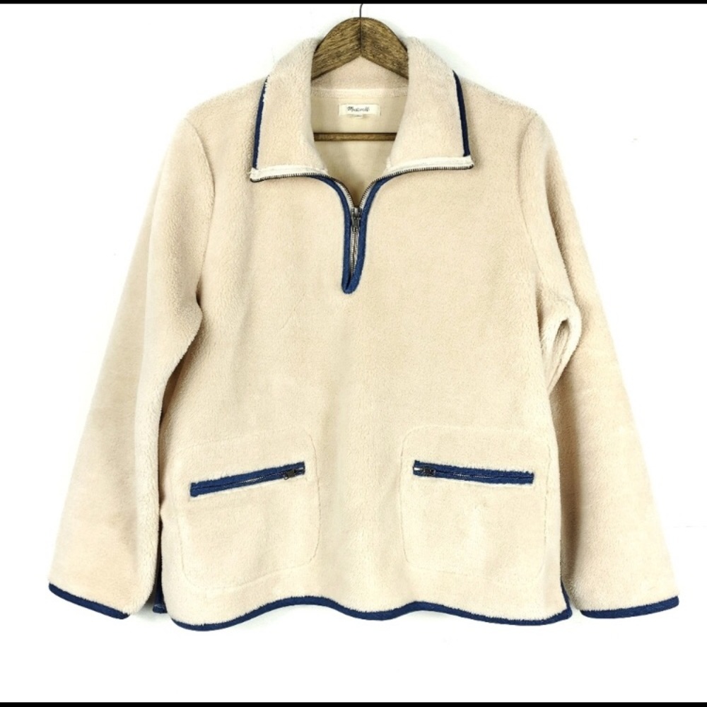 Madewell Zooey Fleece partial zip up pullover.